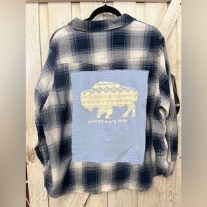Upcycled Blue Custer State Park Flannel Size: 3X